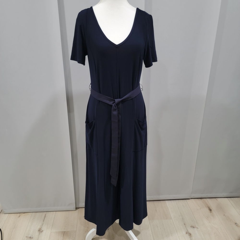 Joseph Ribkoff Classic Navy V‑Neck Belted Jumpsuit